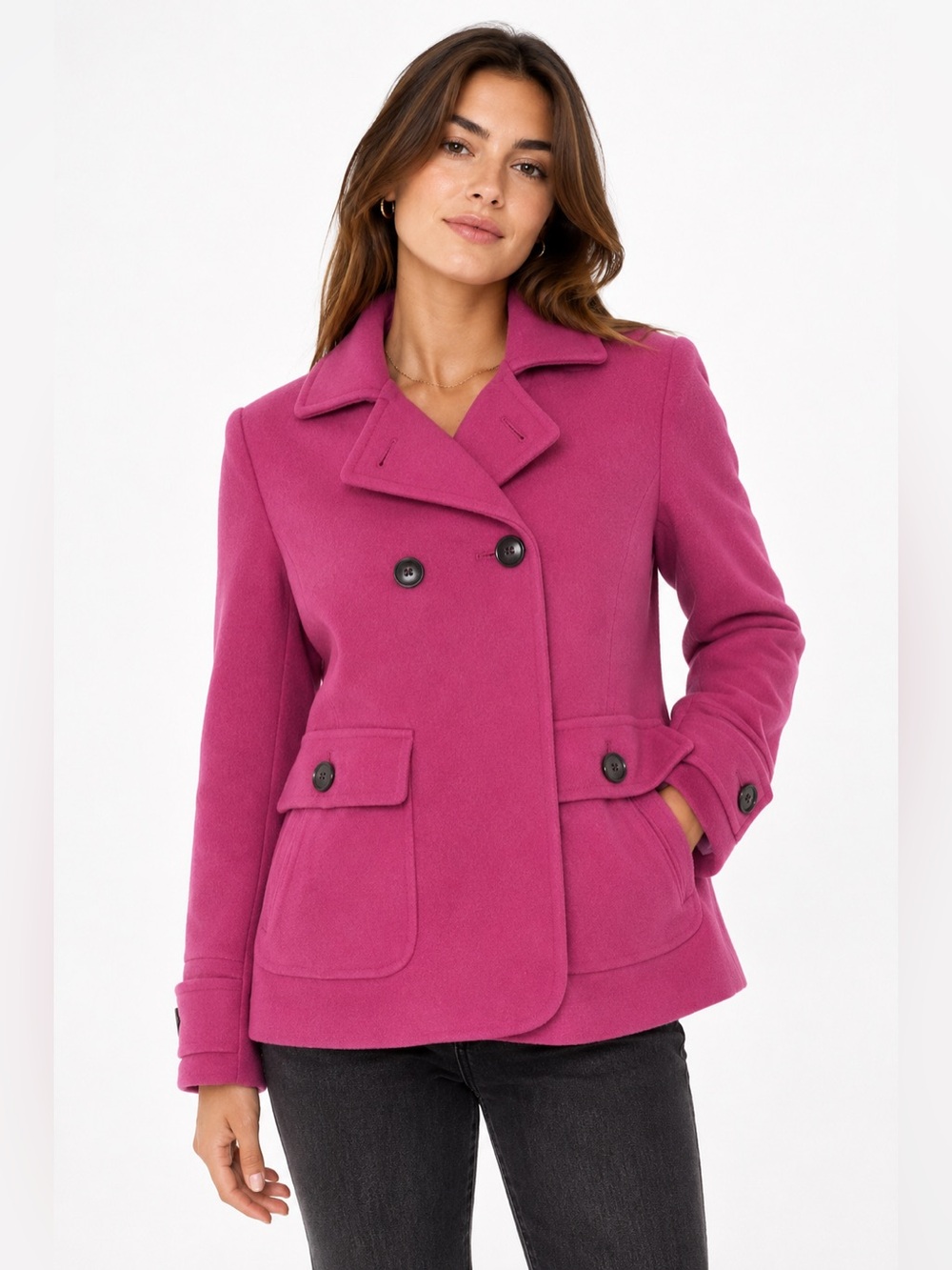 Y2K Vintage Gap Wool Pea Coat Tailored Jacket (Pink) Size Small